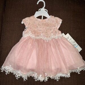 Rare Editions Blush Lace Baby Dress
